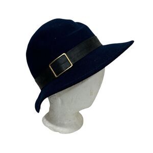 Vintage 60’s Doeskin Geo. W. Bollman Co Navy Blue Women’s Fashion Hat 6 7/8